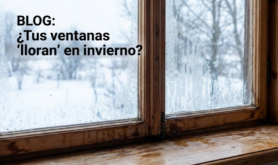 cambio de ventanas, Ventana antigua con gotas de condensación y humedad en el marco.